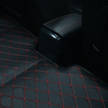 Custom Universal Diamond Car Bed - Non-Inflatable Black and Red Stitching Luxury Leather Diamond Car Bed Mattress Canada