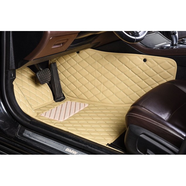 Custom Beige Luxury Leather Diamond Car Floor Mats Canada Custom Beige Luxury Leather Diamond Car Floor Mats Canada