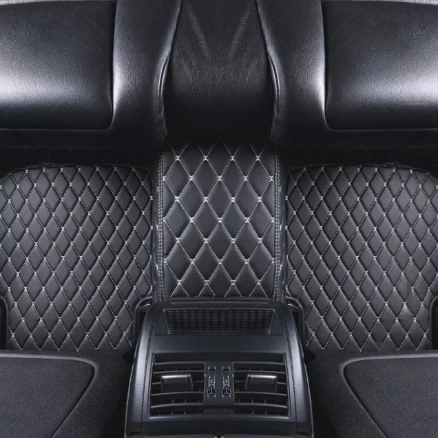 Custom Black and Beige Stitching Luxury Leather Diamond Car Floor Mats Canada Custom Black and Beige Stitching Luxury Leather Diamond Car Floor Mats Canada