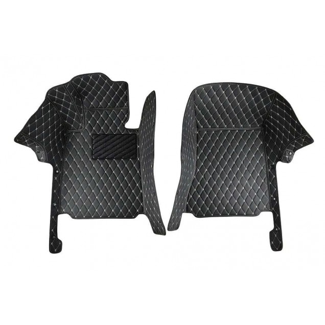 Custom Black and Beige Stitching Luxury Leather Diamond Car Floor Mats Canada Custom Black and Beige Stitching Luxury Leather Diamond Car Floor Mats Canada