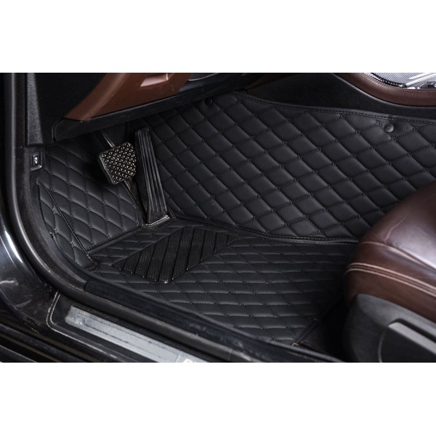 Custom Black and Black Stitching Luxury Leather Diamond Car Floor Mats Canada Custom Black and Black Stitching Luxury Leather Diamond Car Floor Mats Canada