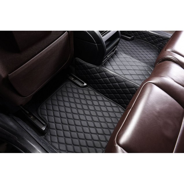 Custom Black and Black Stitching Luxury Leather Diamond Car Floor Mats Canada Custom Black and Black Stitching Luxury Leather Diamond Car Floor Mats Canada