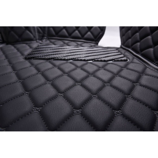 Custom Black and Black Stitching Luxury Leather Diamond Car Floor Mats Canada Custom Black and Black Stitching Luxury Leather Diamond Car Floor Mats Canada