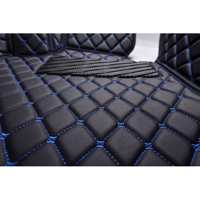 Custom Black and Blue Stitching Luxury Leather Diamond Car Floor Mats Canada Custom Black and Blue Stitching Luxury Leather Diamond Car Floor Mats Canada