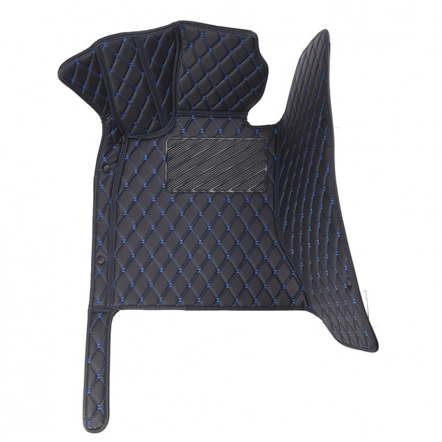 Custom Black and Blue Stitching Luxury Leather Diamond Car Floor Mats Canada Custom Black and Blue Stitching Luxury Leather Diamond Car Floor Mats Canada