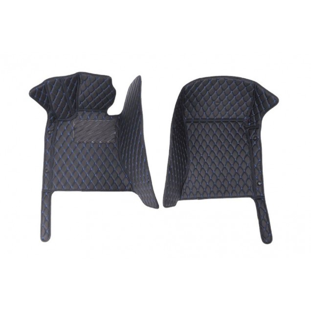 Custom Black and Blue Stitching Luxury Leather Diamond Car Floor Mats Canada Custom Black and Blue Stitching Luxury Leather Diamond Car Floor Mats Canada