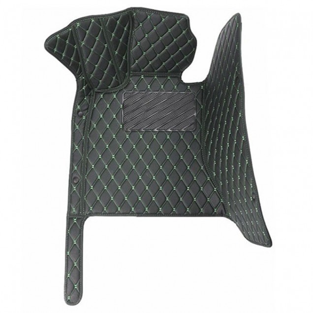 Custom Black and Green Stitching Luxury Leather Diamond Car Floor Mats Canada Custom Black and Green Stitching Luxury Leather Diamond Car Floor Mats Canada