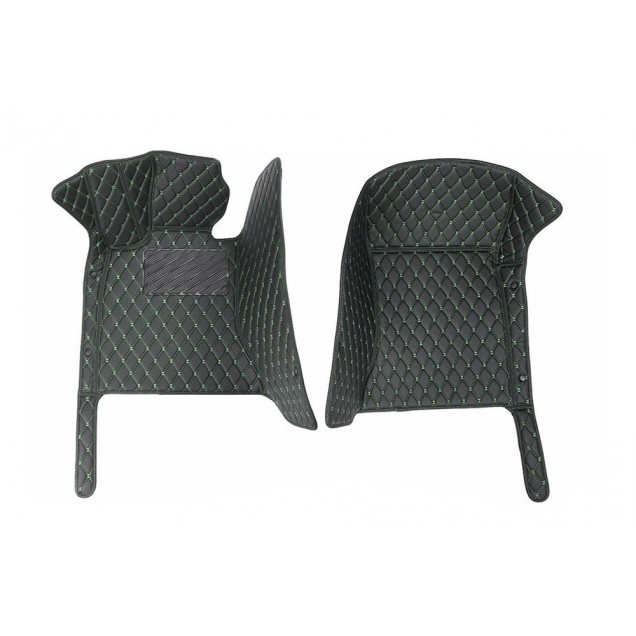 Custom Black and Green Stitching Luxury Leather Diamond Car Floor Mats Canada Custom Black and Green Stitching Luxury Leather Diamond Car Floor Mats Canada