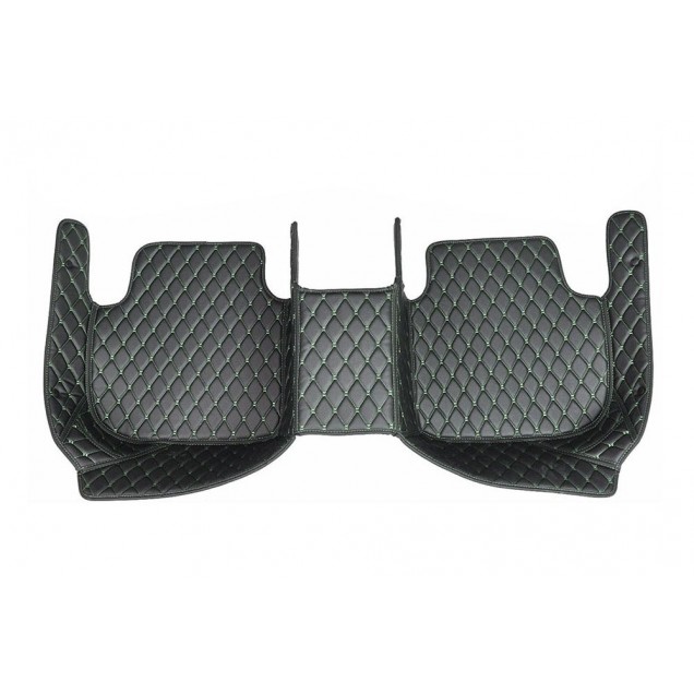 Custom Black and Green Stitching Luxury Leather Diamond Car Floor Mats Canada Custom Black and Green Stitching Luxury Leather Diamond Car Floor Mats Canada