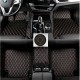 Custom Black and Orange Stitching Luxury Leather Diamond Car Floor Mats Canada Custom Black and Orange Stitching Luxury Leather Diamond Car Floor Mats Canada