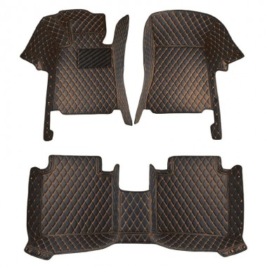 Custom Black and Orange Stitching Luxury Leather Diamond Car Floor Mats Canada