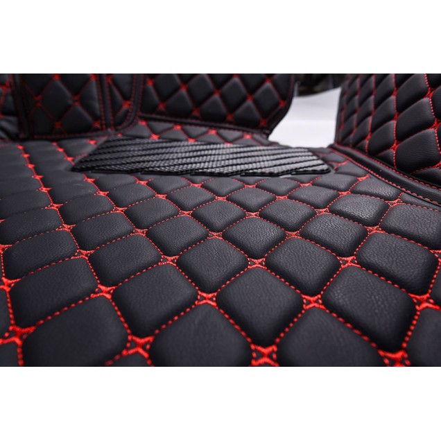 Custom Black and Red Stitching Luxury Leather Diamond Car Floor Mats Canada Custom Black and Red Stitching Luxury Leather Diamond Car Floor Mats Canada