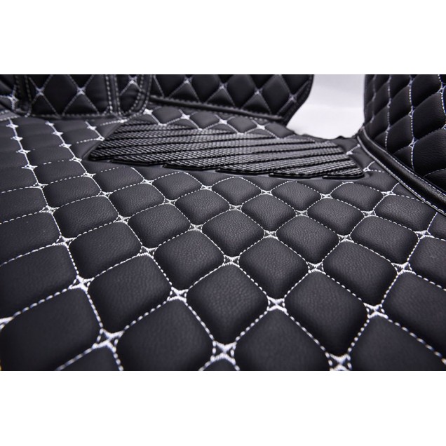 Custom Black and White Stitching Luxury Leather Diamond Car Floor Mats Canada Custom Black and White Stitching Luxury Leather Diamond Car Floor Mats Canada