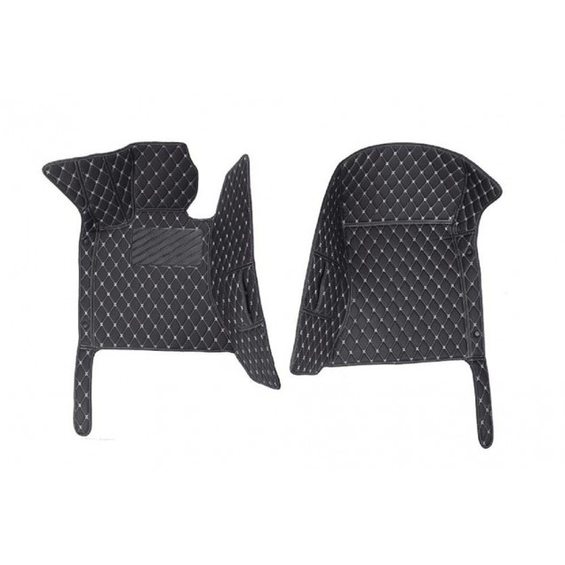 Custom Black and White Stitching Luxury Leather Diamond Car Floor Mats Canada Custom Black and White Stitching Luxury Leather Diamond Car Floor Mats Canada