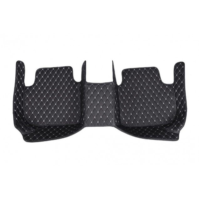 Custom Black and White Stitching Luxury Leather Diamond Car Floor Mats Canada Custom Black and White Stitching Luxury Leather Diamond Car Floor Mats Canada
