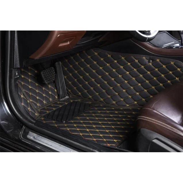 Custom Black and Yellow Stitching Luxury Leather Diamond Car Floor Mats Canada Custom Black and Yellow Stitching Luxury Leather Diamond Car Floor Mats Canada