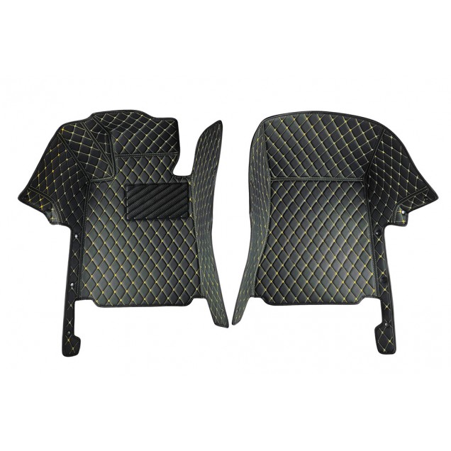 Custom Black and Yellow Stitching Luxury Leather Diamond Car Floor Mats Canada Custom Black and Yellow Stitching Luxury Leather Diamond Car Floor Mats Canada
