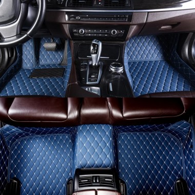 Custom Blue Luxury Leather Diamond Car Floor Mats Canada