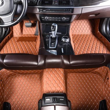 Custom Brown Luxury Leather Diamond Car Floor Mats Canada