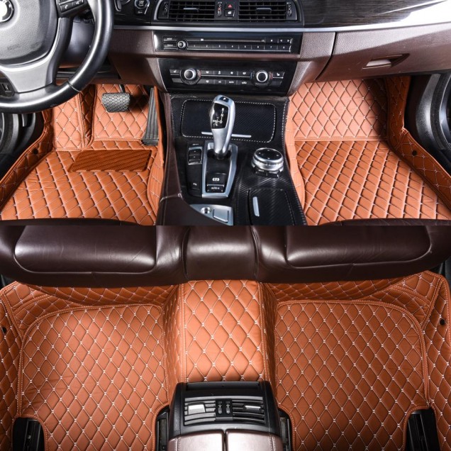 Custom Brown Luxury Leather Diamond Car Floor Mats Canada Custom Brown Luxury Leather Diamond Car Floor Mats Canada