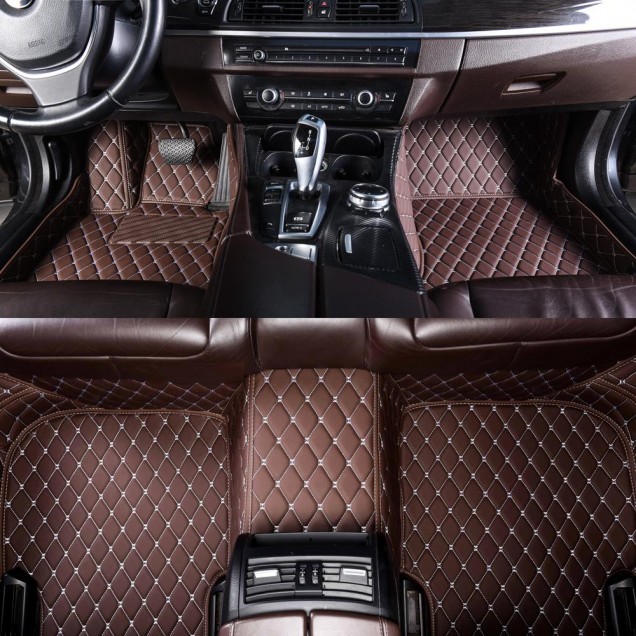 Custom Dark Brown Luxury Leather Diamond Car Floor Mats Canada Custom Dark Brown Luxury Leather Diamond Car Floor Mats Canada