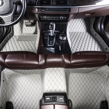 Custom Grey Luxury Leather Diamond Car Floor Mats Canada