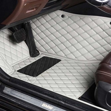 Custom Grey Luxury Leather Diamond Car Floor Mats Canada