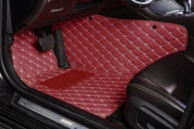 Custom Wine Red Luxury Leather Diamond Car Floor Mats Canada