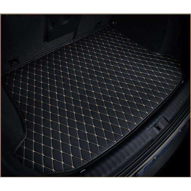 Custom Black and Beige Stitching Luxury Leather Diamond Trunk Base Mats Canada Custom Black and Beige Stitching Luxury Leather Diamond Trunk Base Mats Canada