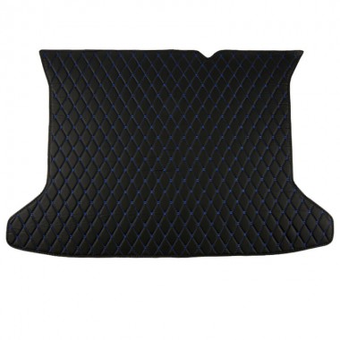 Custom Black and Blue Stitching Luxury Leather Diamond Trunk Base Mats Canada