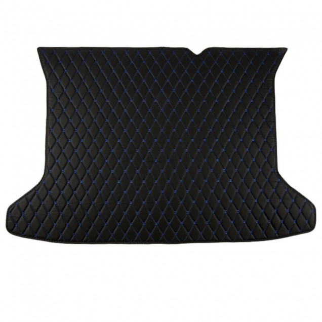 Custom Black and Blue Stitching Luxury Leather Diamond Trunk Base Mats Canada Custom Black and Blue Stitching Luxury Leather Diamond Trunk Base Mats Canada