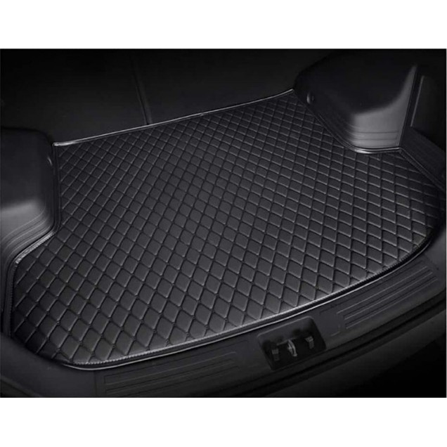 Custom Black and Black Stitching Luxury Leather Diamond Trunk Base Mats Canada Custom Black and Black Stitching Luxury Leather Diamond Trunk Base Mats Canada