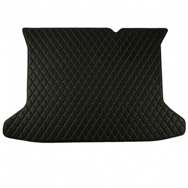 Custom Black and Green Stitching Luxury Leather Diamond Trunk Base Mats Canada Custom Black and Green Stitching Luxury Leather Diamond Trunk Base Mats Canada