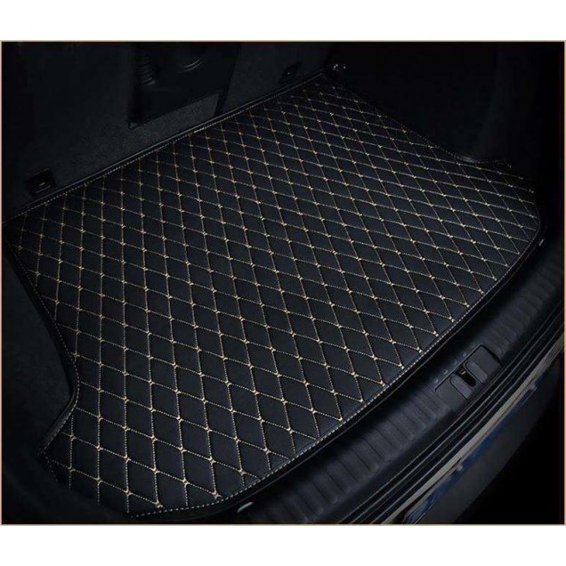 Custom Black and White Stitching Luxury Leather Diamond Trunk Base Mats Canada Custom Black and White Stitching Luxury Leather Diamond Trunk Base Mats Canada