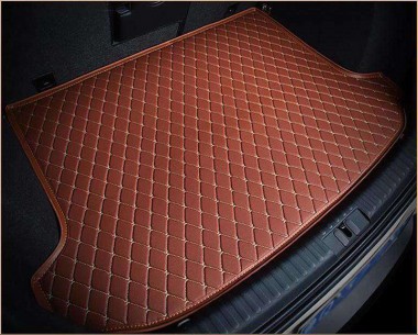 Custom Brown Luxury Leather Diamond Trunk Base Mats Canada