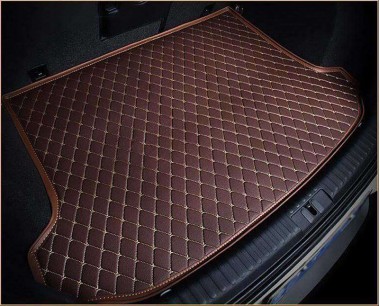 Custom Dark Brown Luxury Leather Diamond Trunk Base Mats Canada