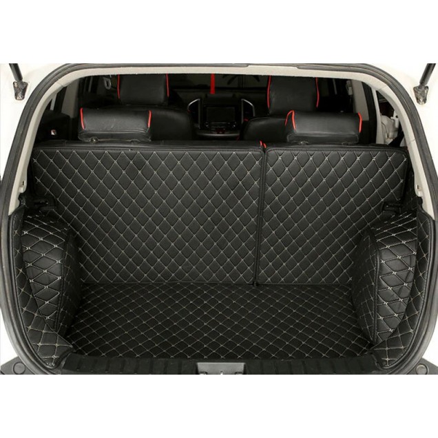 Custom Black and Beige Stitching Full Cover Luxury Leather Diamond Trunk Car Floor Mats Canada Custom Black and Beige Stitching Full Cover Luxury Leather Diamond Trunk Car Floor Mats Canada