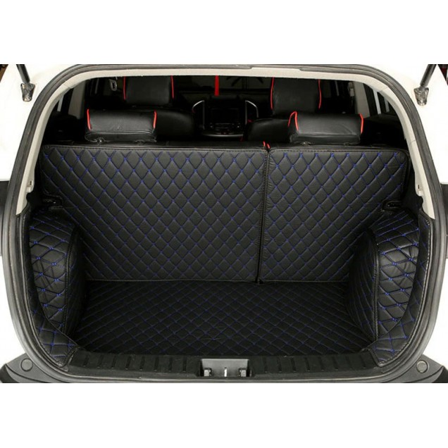 Custom Black and Blue Stitching Full Cover Luxury Leather Diamond Trunk Car Floor Mats Canada Custom Black and Blue Stitching Full Cover Luxury Leather Diamond Trunk Car Floor Mats Canada