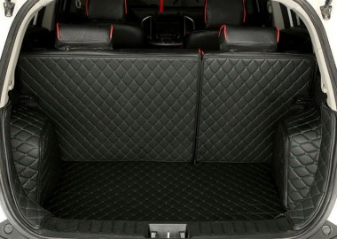 Custom Black and Green Stitching Full Cover Luxury Leather Diamond Trunk Car Floor Mats Canada