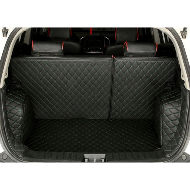 Custom Black and Green Stitching Full Cover Luxury Leather Diamond Trunk Car Floor Mats Canada Custom Black and Green Stitching Full Cover Luxury Leather Diamond Trunk Car Floor Mats Canada