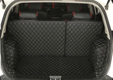 Custom Black and White Stitching Full Cover Luxury Leather Diamond Trunk Car Floor Mats Canada