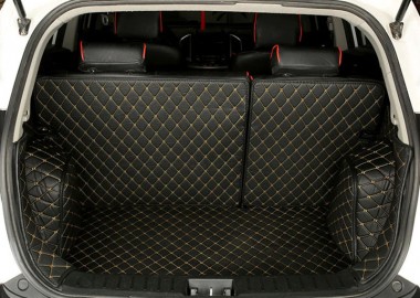 Custom Black and Yellow Stitching Full Cover Luxury Leather Diamond Trunk Car Floor Mats Canada