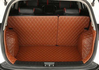 Custom Brown Full Cover Luxury Leather Diamond Trunk Car Floor Mats Canada