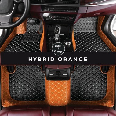 Custom Black and Orange Hybrid Mode Premium Diamond Car Floor Mats Canada
