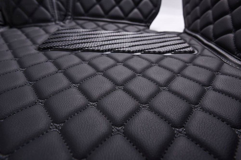 Custom Black and Black Stitching Luxury Leather Diamonds Car Floor Mats Canada