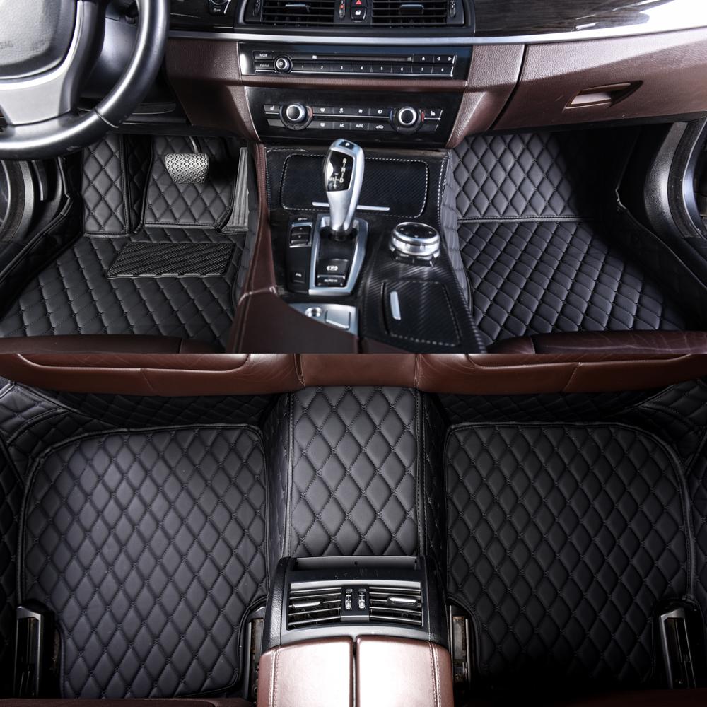 Custom Black and Black Stitching Luxury Leather Diamonds Car Mats Canada