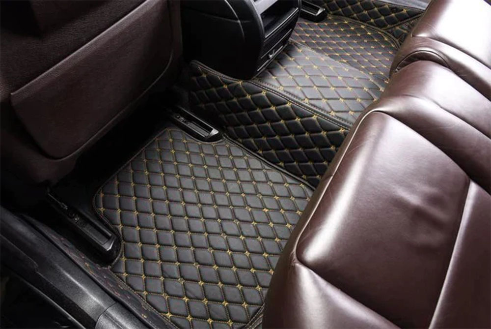 Custom Black and Yellow Stitching Custom Diamonds Car Mats Canada