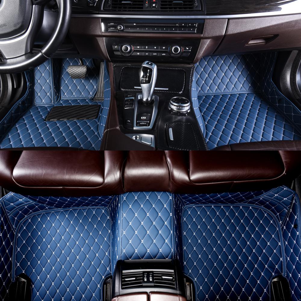 Custom Blue Luxury Leather Diamonds Car Mats Canada