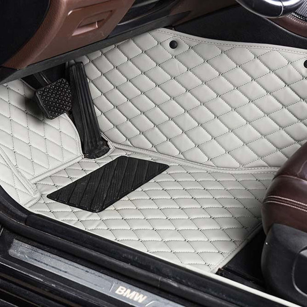 Custom Grey Luxury Leather Diamond Car Mats Canada