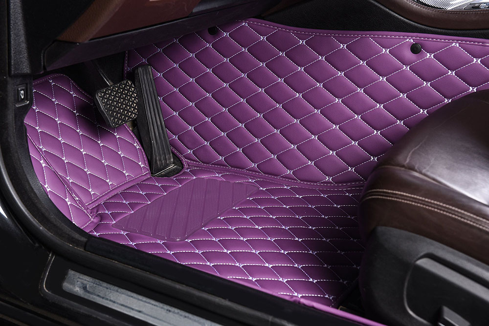 Custom Purple Luxury Leather Diamond Car Mats Canada